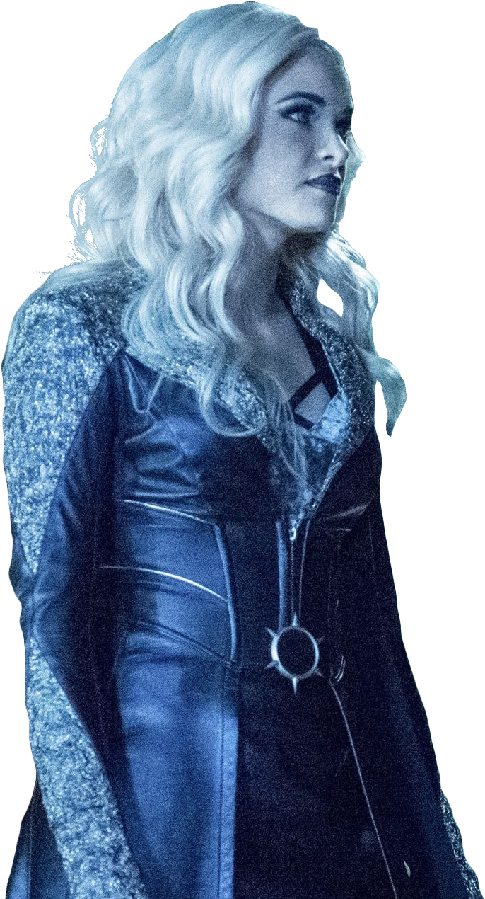 Blonde Heroinein Blue Costume PNG image