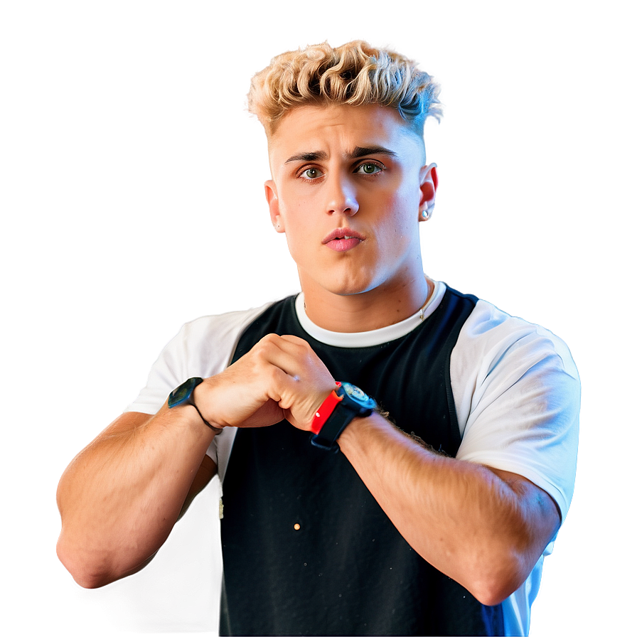 Blonde Man Checking Watch PNG image