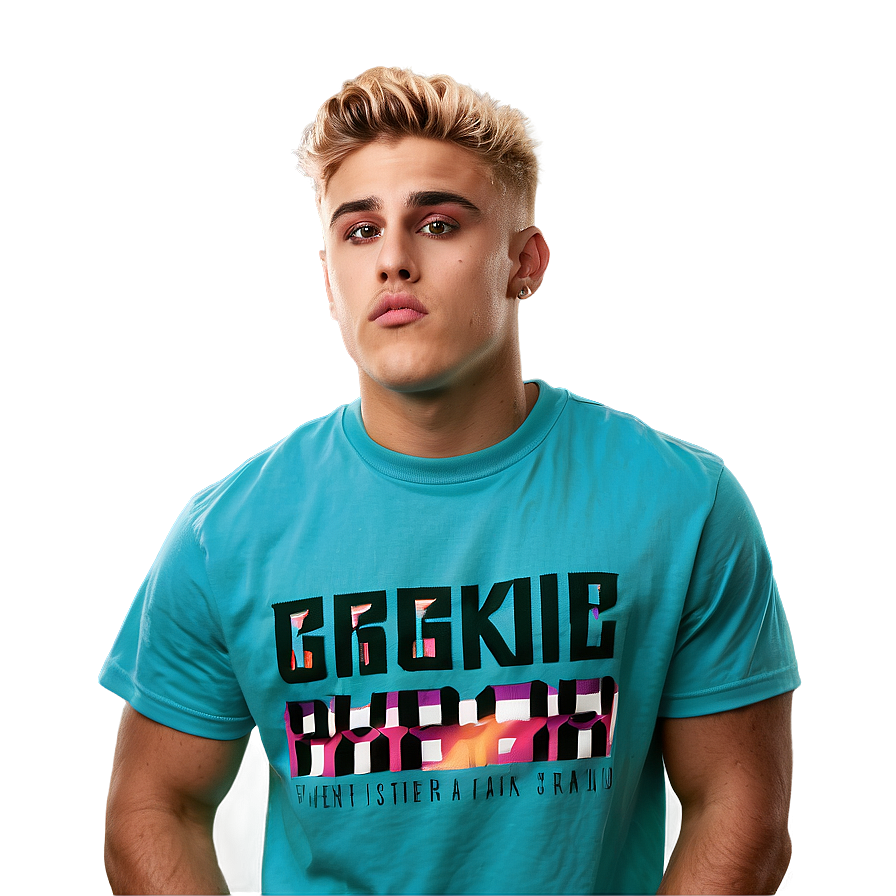 Blonde Manin Blue Shirt PNG image