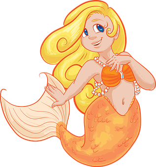 Blonde Mermaid Cartoon PNG image