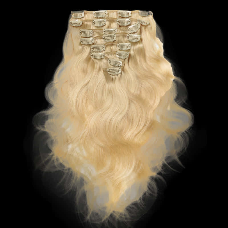 Blonde Wavy Hair Extensions PNG image