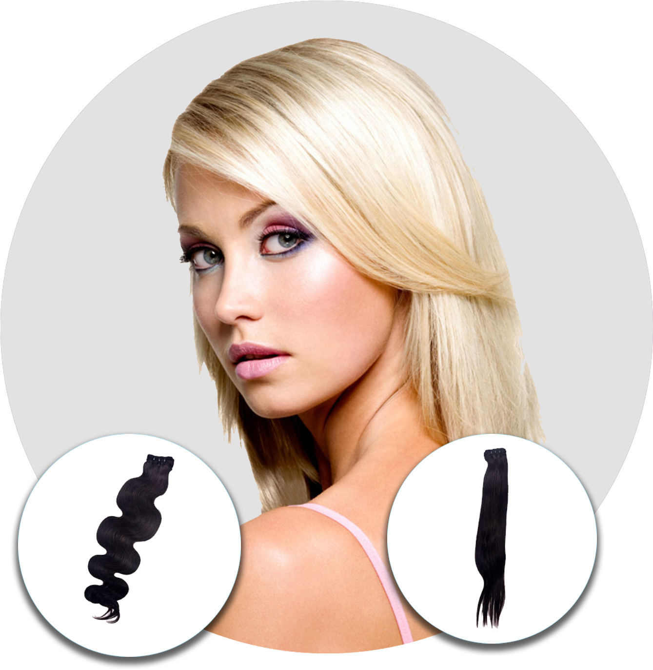 Blonde Woman Hair Extensions Comparison PNG image