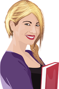 Blonde Woman Holding Book PNG image