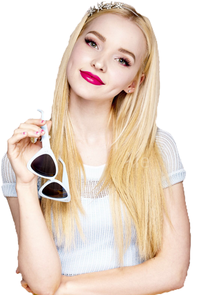 Blonde Woman Holding Sunglasses PNG image