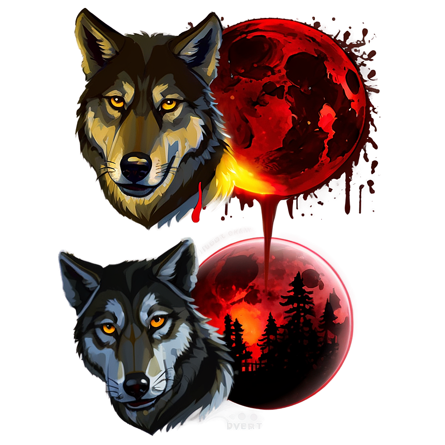 Blood Moon And Wolf Png 06112024 PNG image