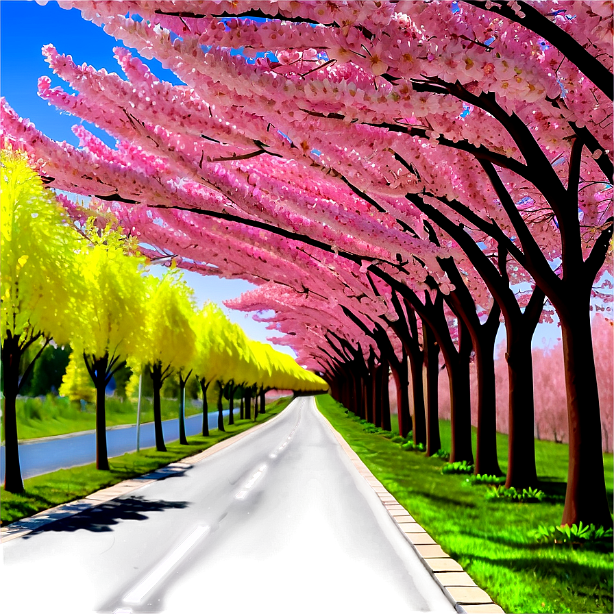 Blooming Cherry Blossom Avenue Photo Png 21 PNG image