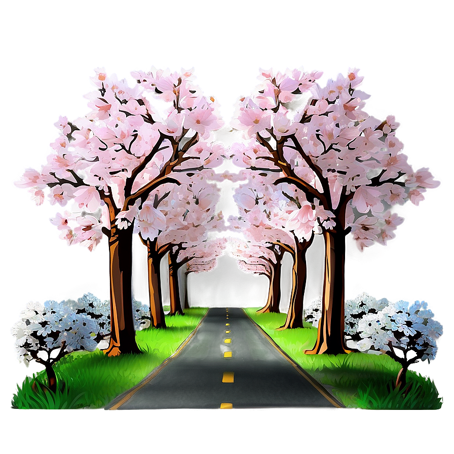 Blooming Cherry Blossom Avenue Photo Png 88 PNG image