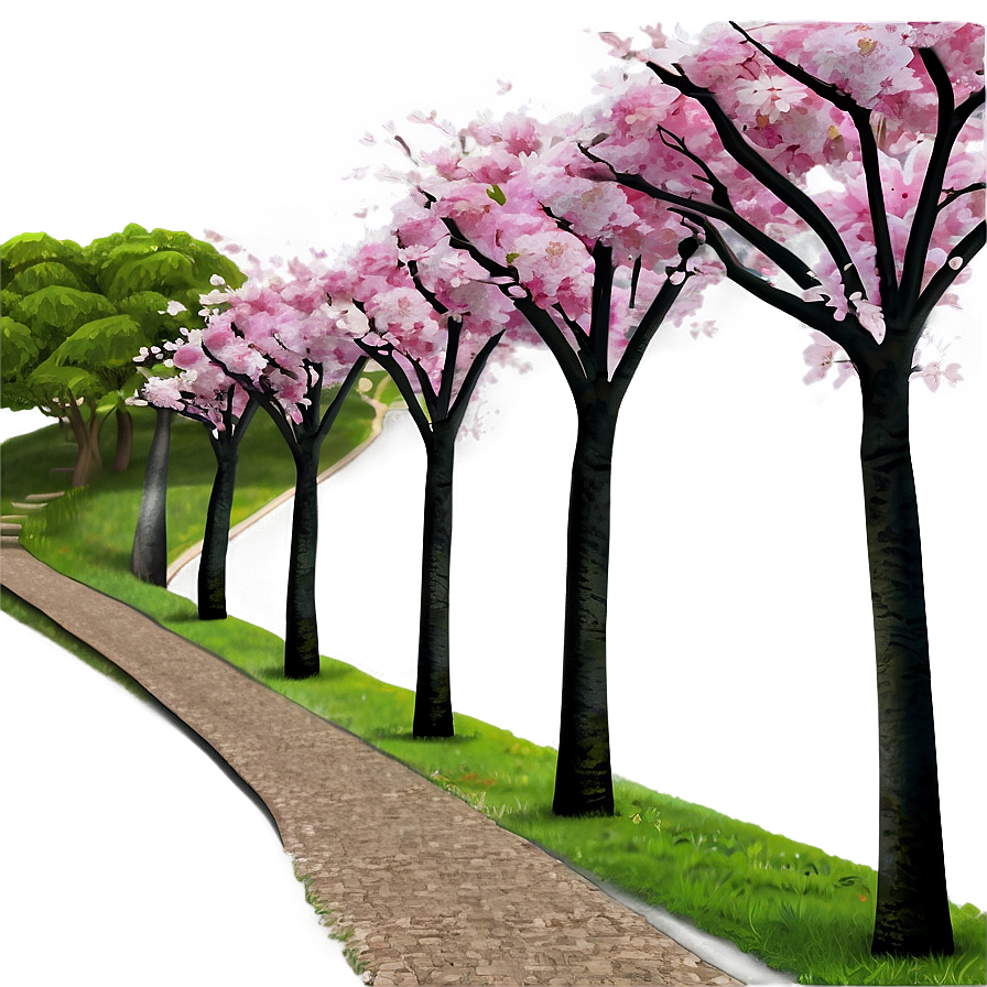 Blooming Cherry Blossom Path Png 06202024 PNG image