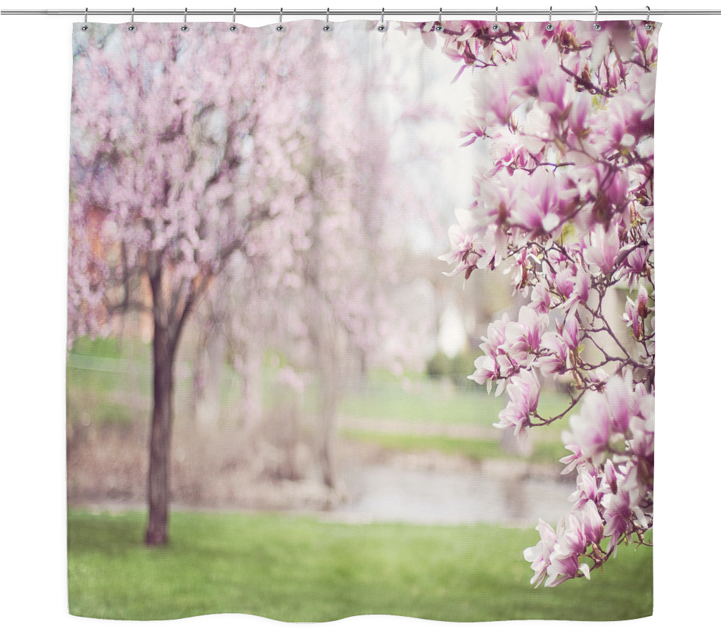 Blooming Magnolia Shower Curtain PNG image