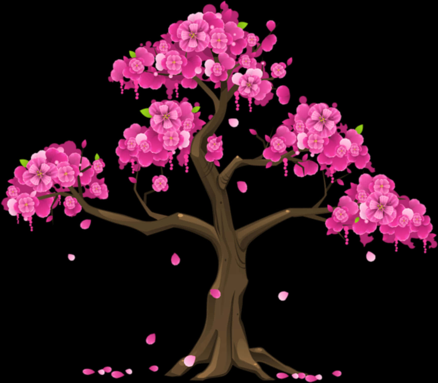 Blooming Pink Floral Tree Illustration PNG image