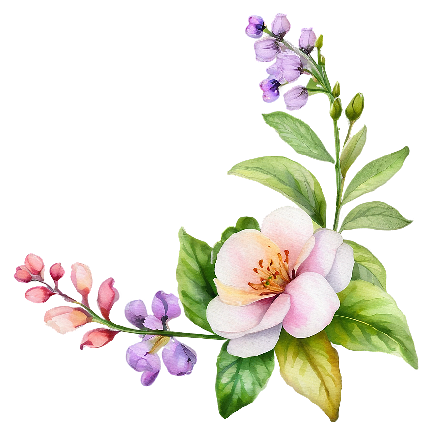 Blooming Watercolor Flowers Png Ajj PNG image