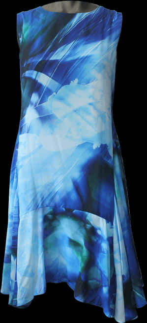 Blue Abstract Print Sleeveless Dress PNG image