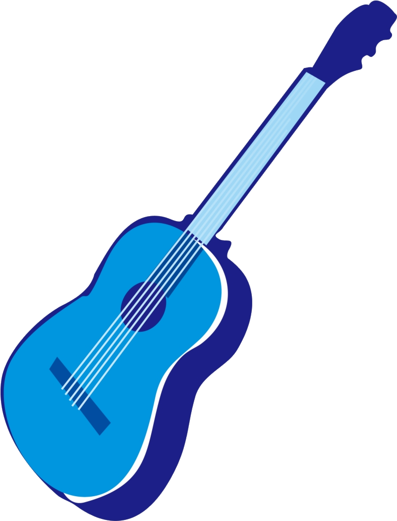 Blue Acoustic Guitar Illustration PNG image