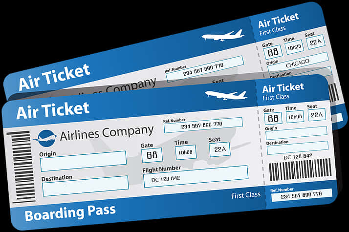 Blue Airline Ticketsand Boarding Pass PNG image