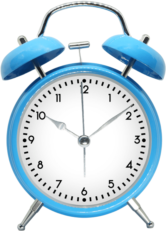 Blue Alarm Clock White Face PNG image