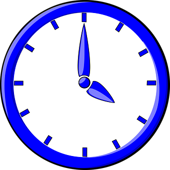 Blue Analog Clock Illustration PNG image