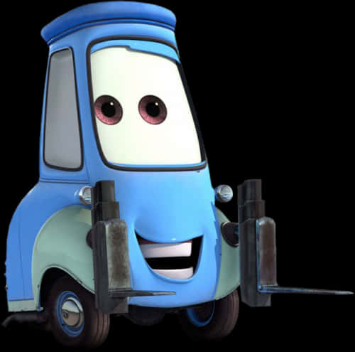 Blue Animated Forklift Character PNG image