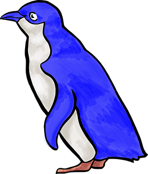 Blue Animated Penguin PNG image