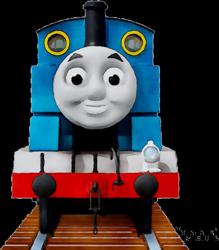 Blue Animated Train Character PNG image
