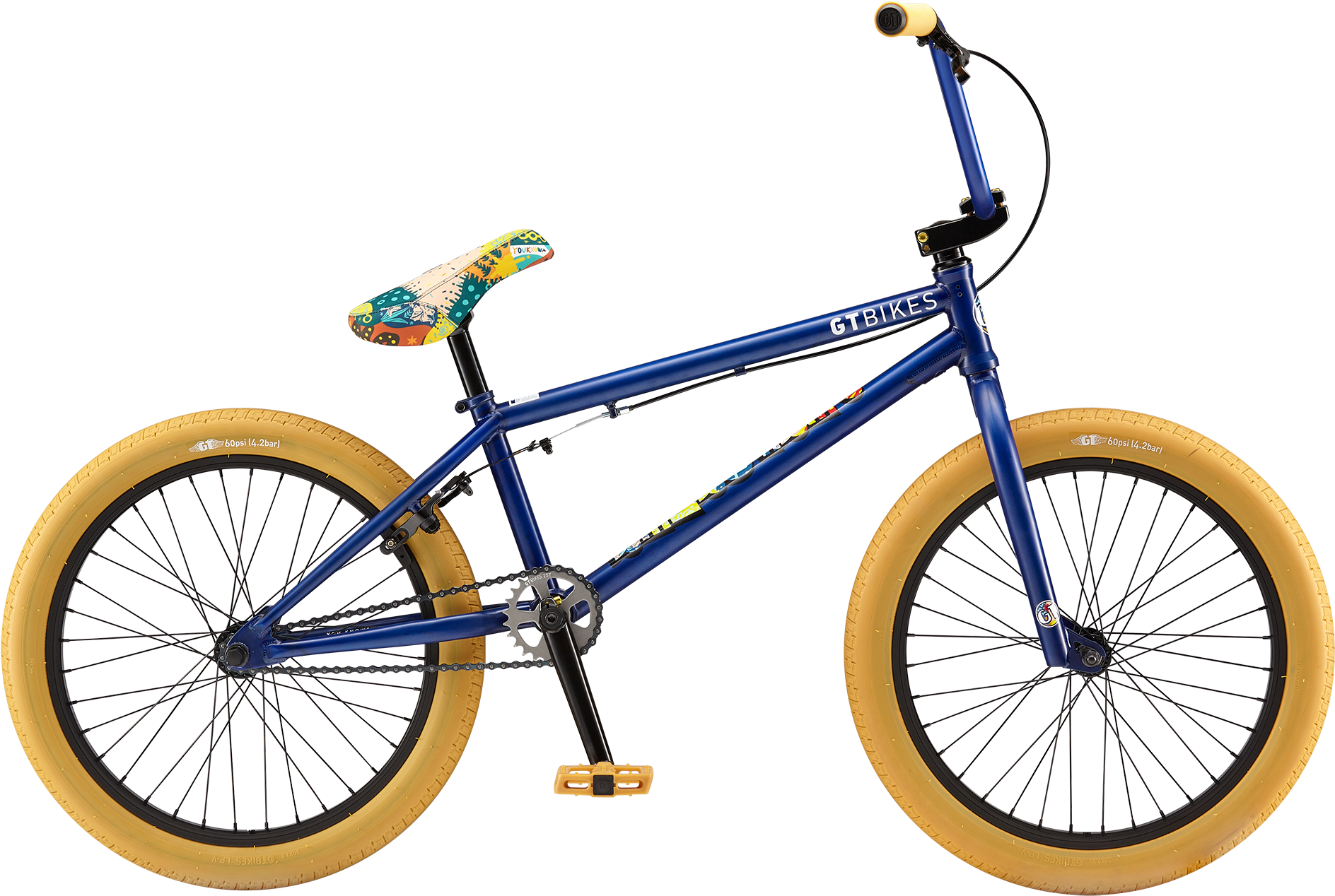 Blue B M X Bike Gold Wheels PNG image