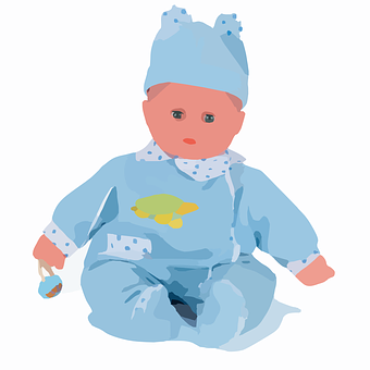 Blue Baby Doll Illustration PNG image