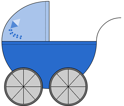 Blue Baby Stroller Graphic PNG image