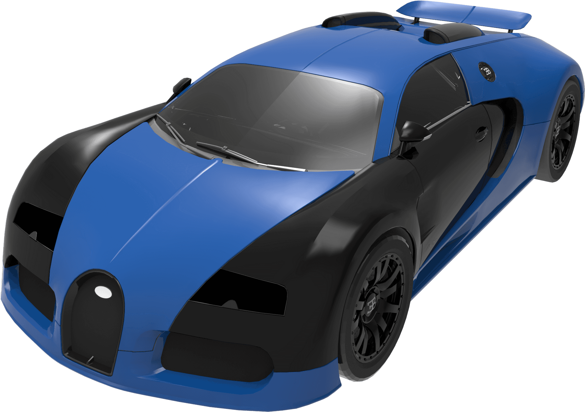 Blue Black Bugatti Veyron Side View PNG image