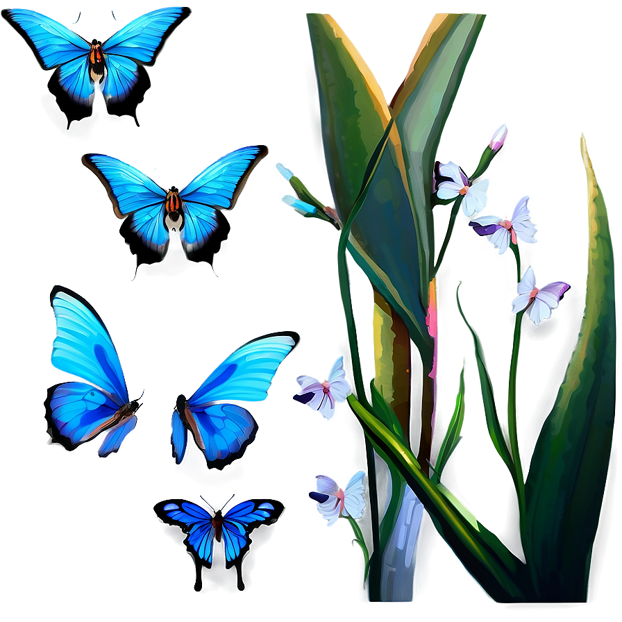 Blue Butterflies D PNG image