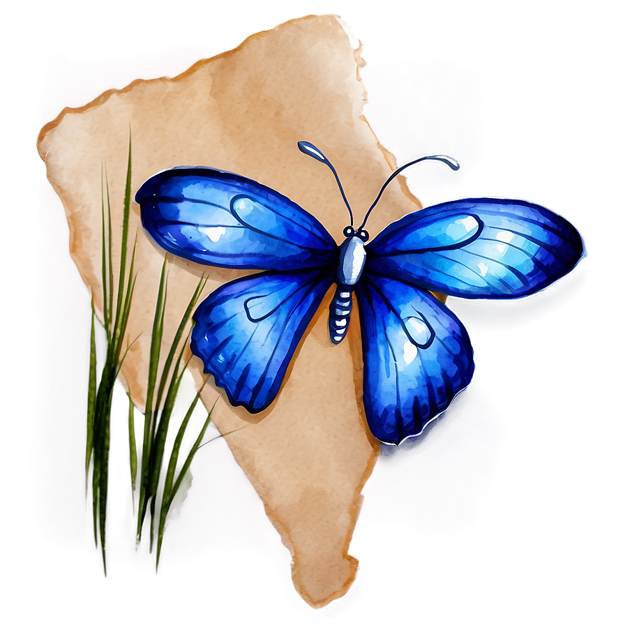 Blue Butterfly In Watercolor Png 92 PNG image