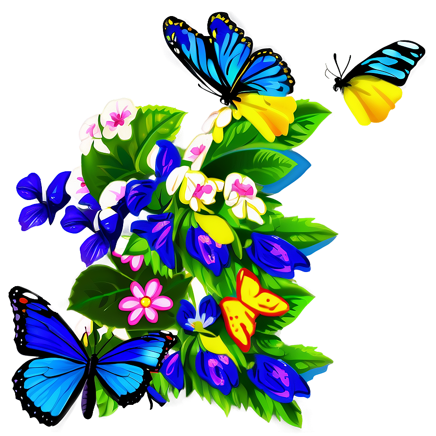 Blue Butterfly On Flower Png 64 PNG image