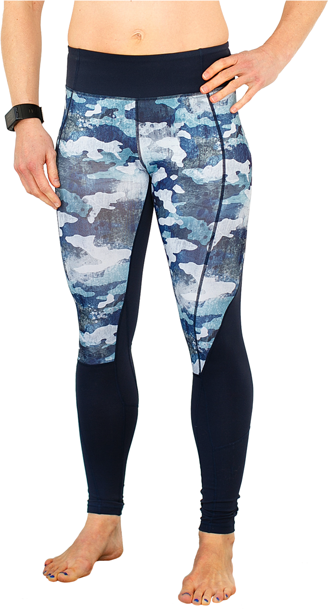 Blue Camouflage Workout Leggings PNG image