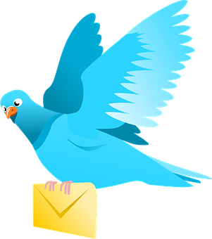 Blue Carrier Pigeonwith Letter PNG image