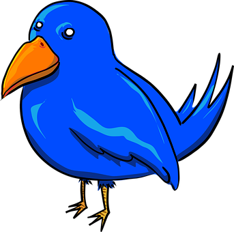 Blue Cartoon Bird Illustration PNG image