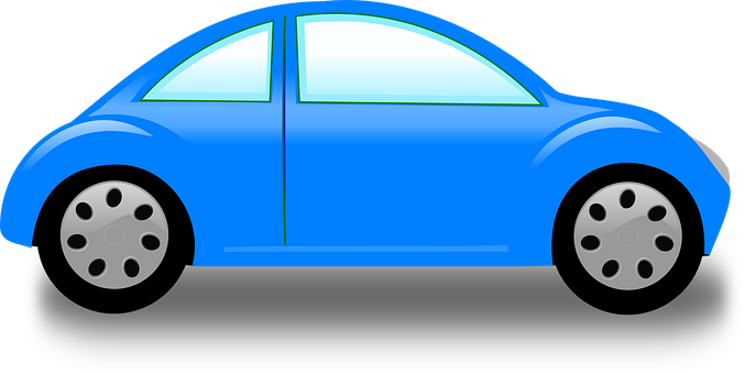 Blue Cartoon Car Side View PNG image