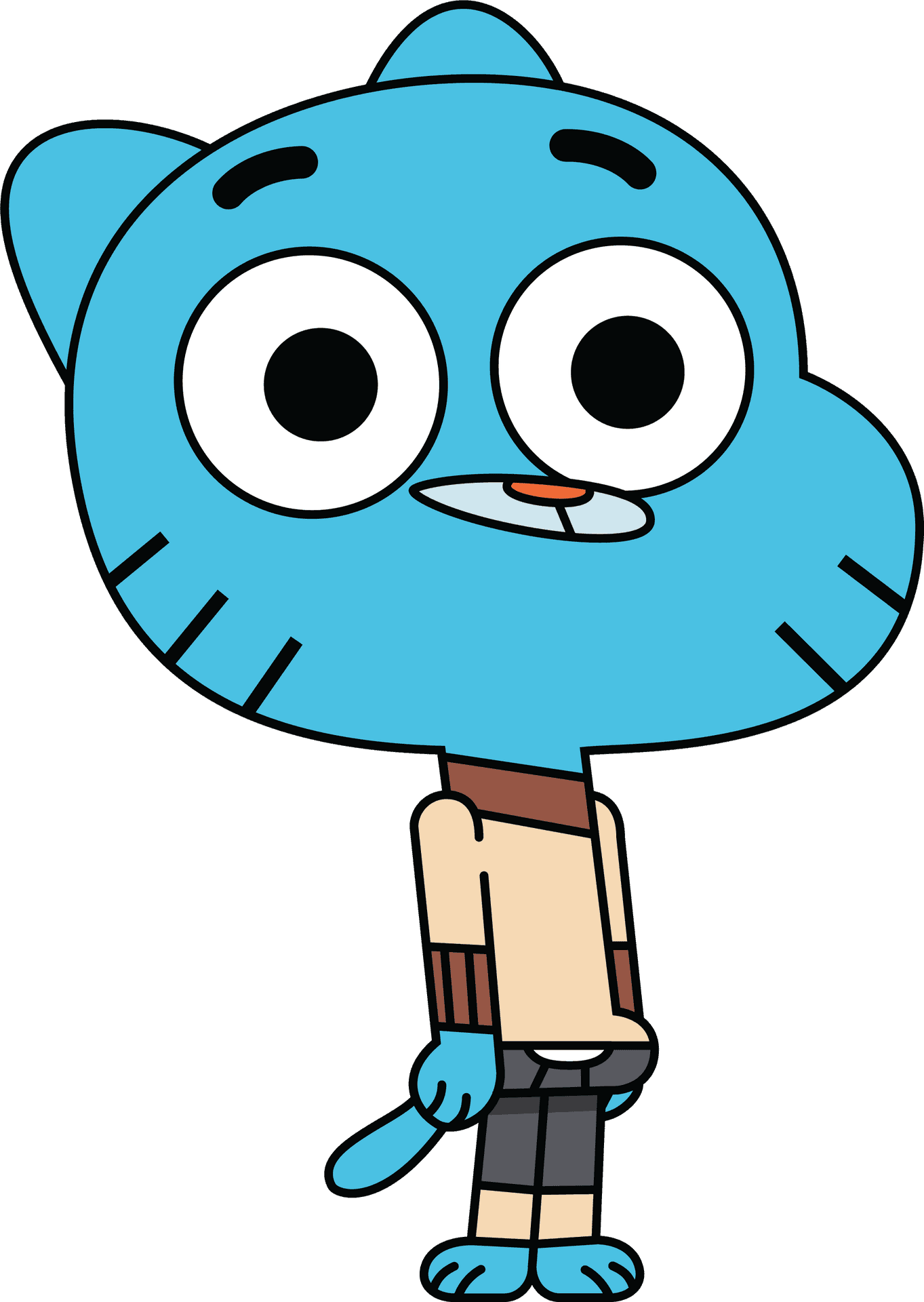 Blue Cartoon Cat Character Standing PNG image