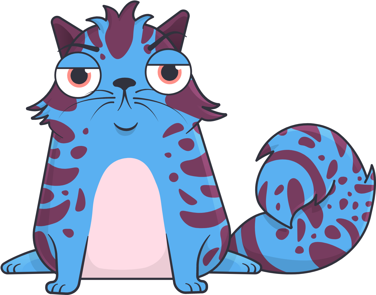 Blue Cartoon Cat Sitting PNG image