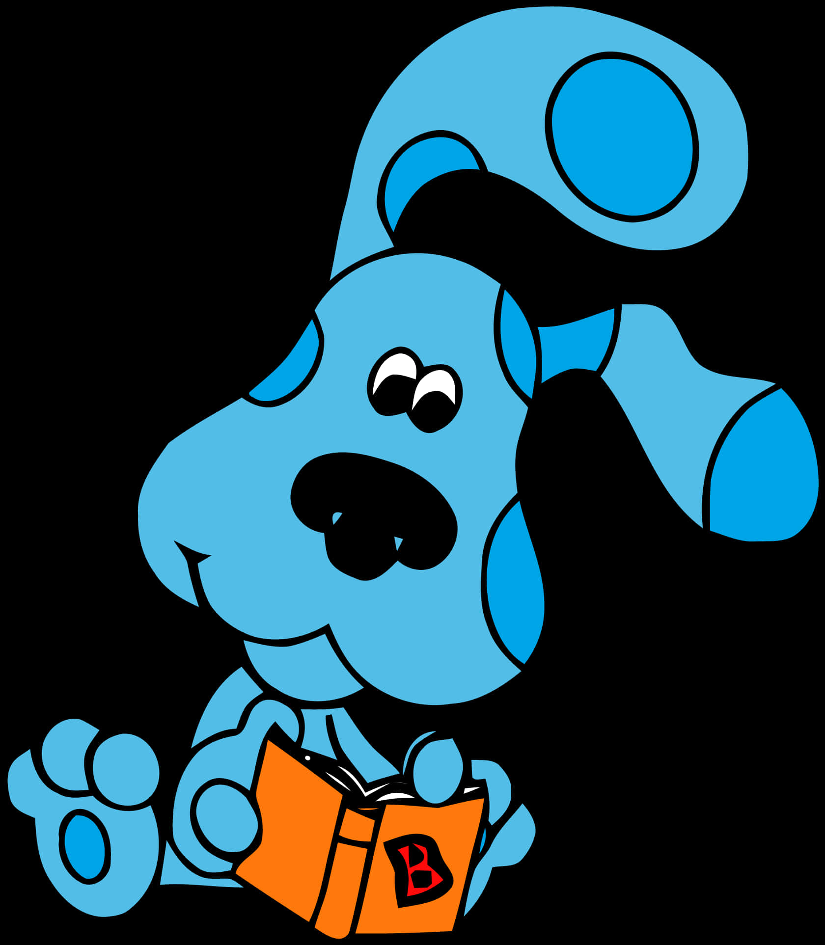 Blue Cartoon Dog Reading Book PNG image