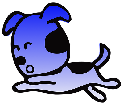 Blue Cartoon Dog Running PNG image