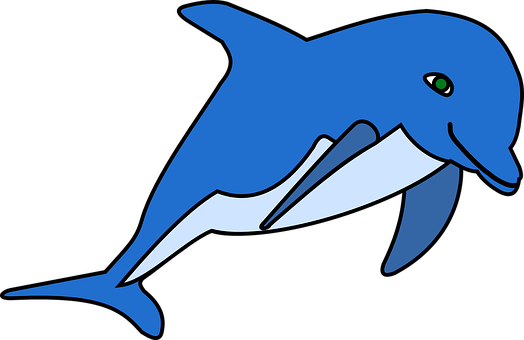 Blue Cartoon Dolphin PNG image
