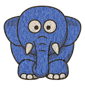 Blue Cartoon Elephant Illustration PNG image