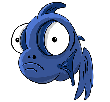 Blue Cartoon Fish Expression PNG image