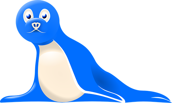 Blue Cartoon Seal Illustration PNG image