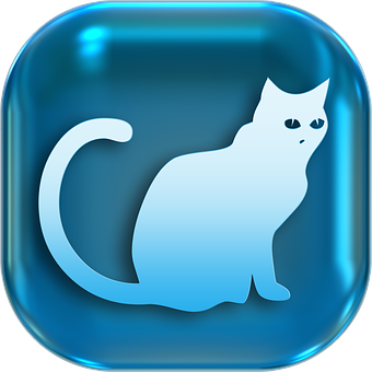 Blue Cat Icon Glossy PNG image