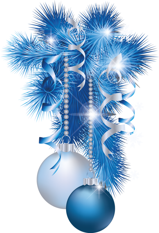 Blue Christmas Ornamentsand Ribbons PNG image