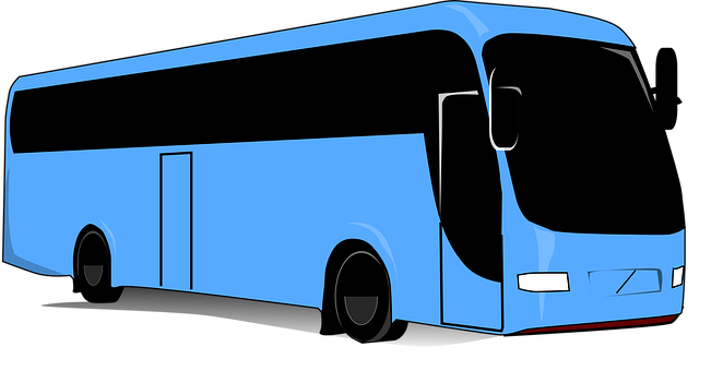 Blue Coach Bus Vector Illustration PNG image