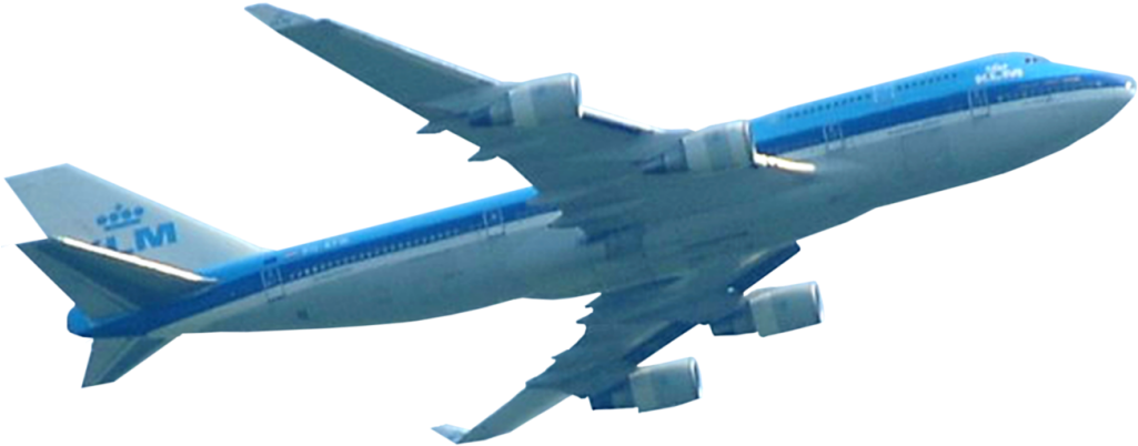 Blue Commercial Airplane In Flight PNG image