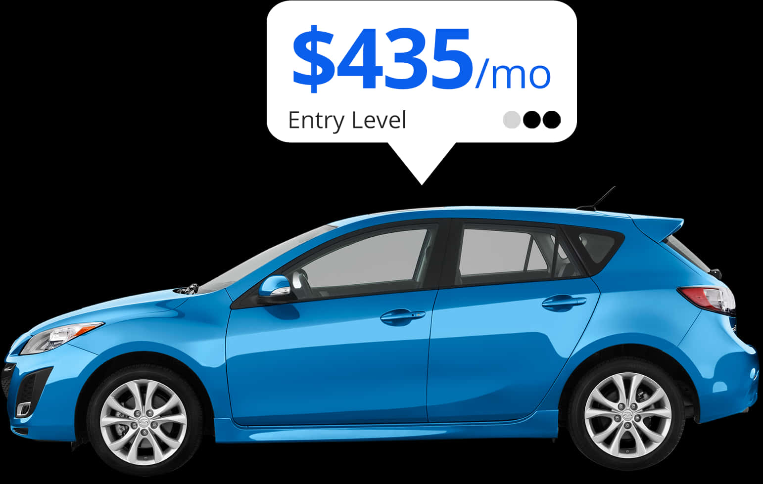 Blue Compact Car Lease Advertisement PNG image