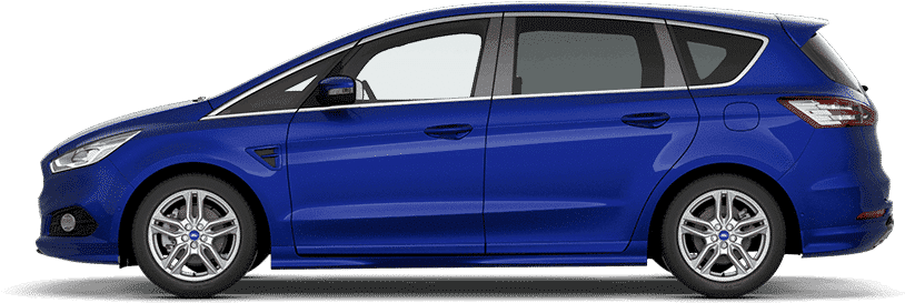 Blue Compact Family Car Side View PNG image