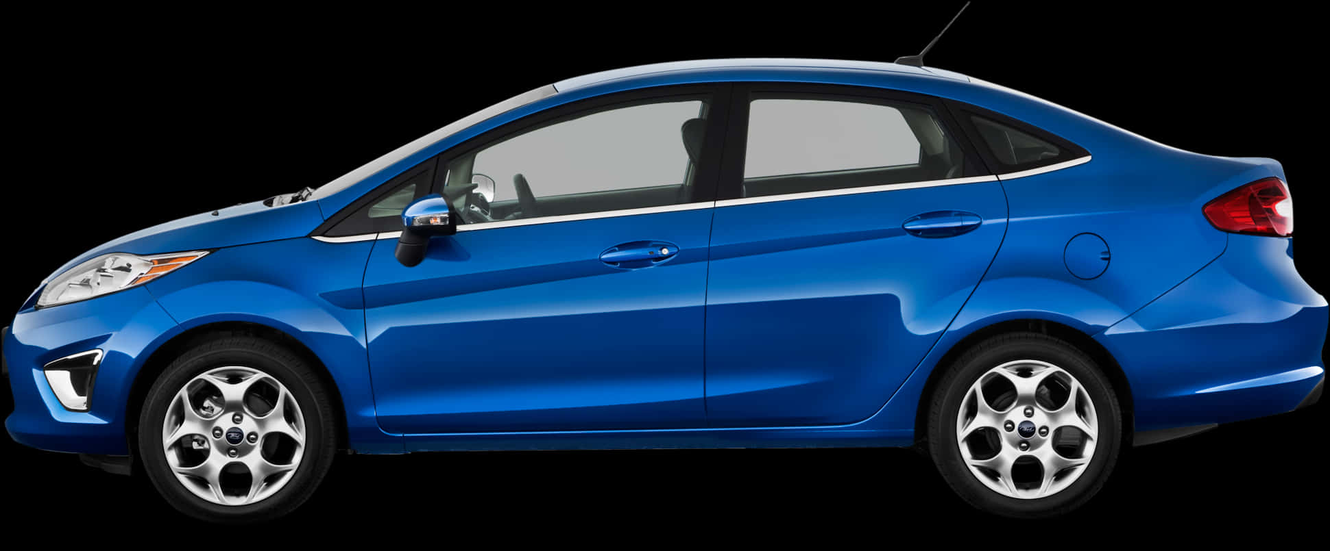 Blue Compact Sedan Side View PNG image