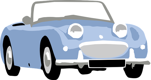Blue Convertible Cartoon Car PNG image